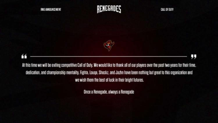 Renegades cierra la división en Call of Duty