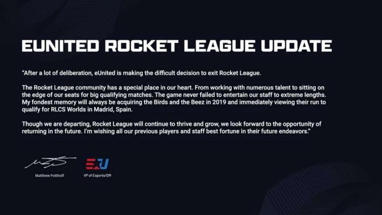 EUnited fueron relevados de los deberes de tres miembros del Rocket League