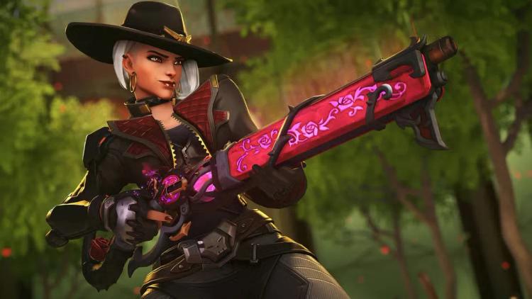 Los personajes principales de Ashe en Overwatch 2 se preparan para el lanzamiento de la apariencia mítica del arma Rosa de plomo.