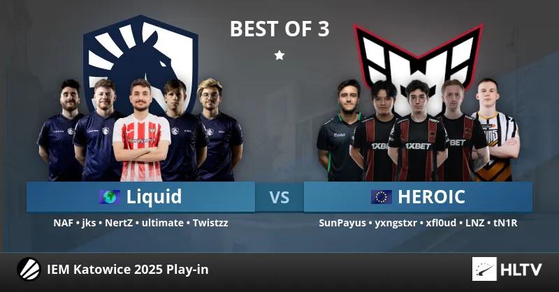 HEROIC derrota a Team Liquid en la partida final del Día 1 del IEM Katowice 2025