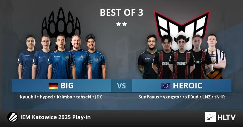 Fácil victoria de BIG sobre HEROIC en el partido por un lugar en la fase de grupos del Intel Extreme Masters Katowice 2025