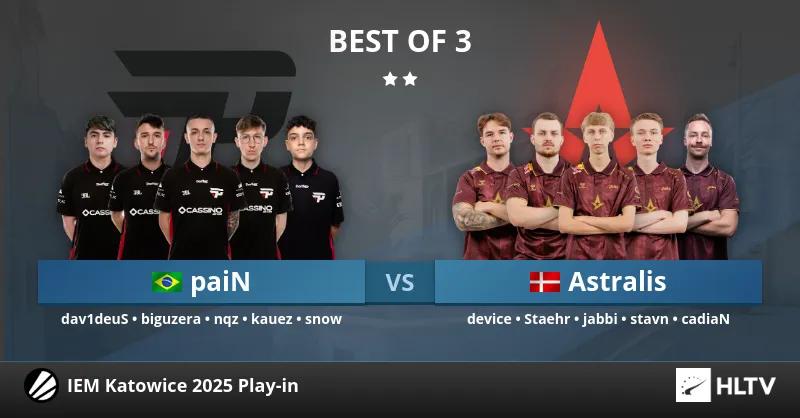 Astralis se asegura un lugar en la fase de grupos del IEM Katowice 2025 con una victoria sobre paiN Gaming