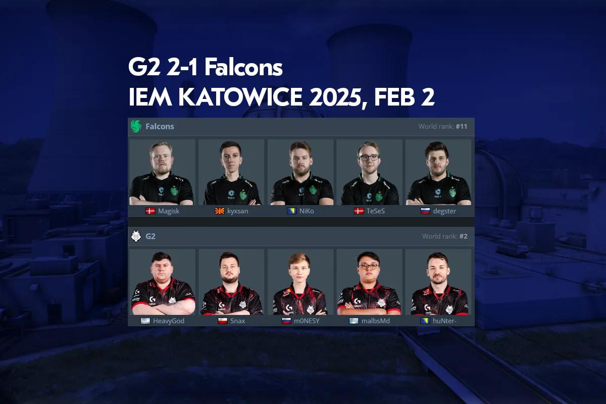 G2 casi cae ante Falcons en el IEM Katowice 2025