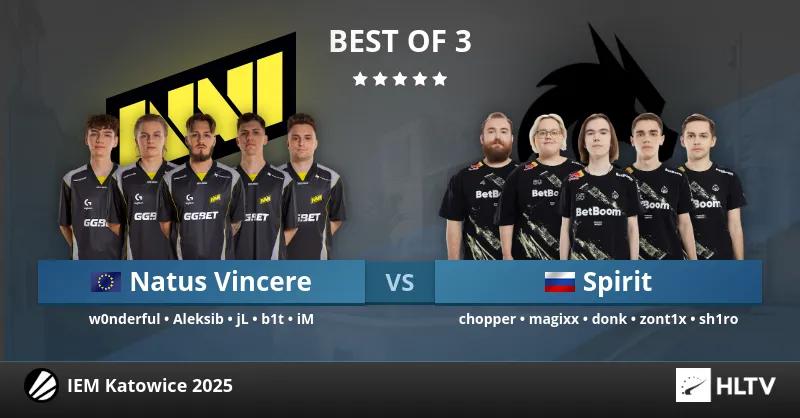 Loca victoria de NAVI sobre Team Spirit en las semifinales del Upper Bracket, que les asegura el pase a la siguiente fase del IEM Katowice 2025.