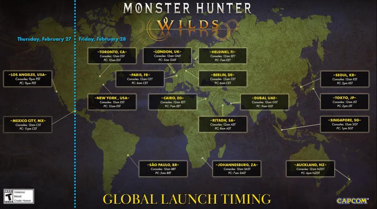 Monster Hunter Wilds se lanzará el 27 y 28 de febrero: hora exacta de lanzamiento de MH Wilds