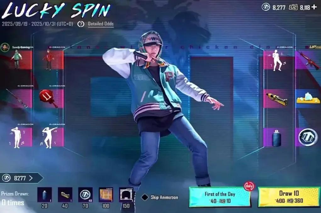 Colaboración PUBG Mobile x G-Dragon: Giro de la suerte, recompensas y contenido exclusivo