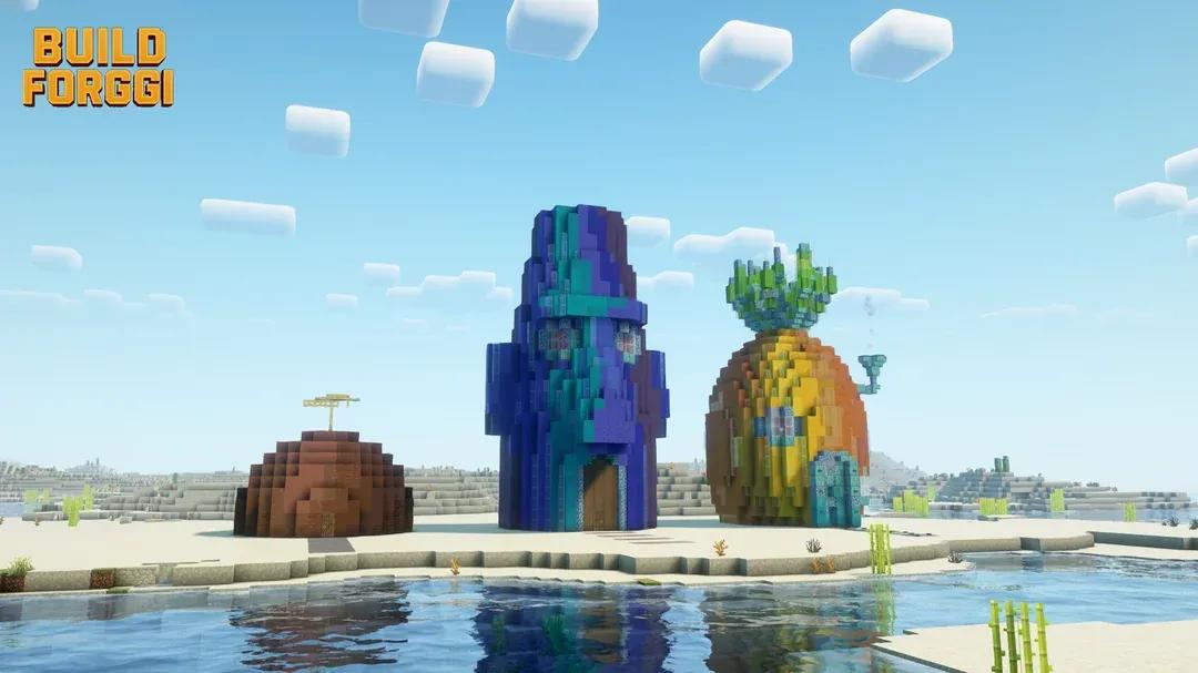 Un jugador de Minecraft recrea la calle de las caracolas de Bob Esponja con un detalle asombroso