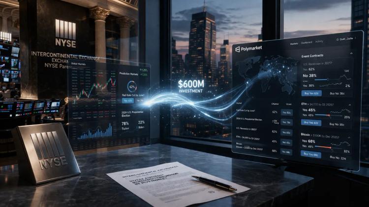 Intercontinental Exchange (empresa matriz de la Bolsa de Nueva York) invierte 600 millones de dólares adicionales en Polymarket.