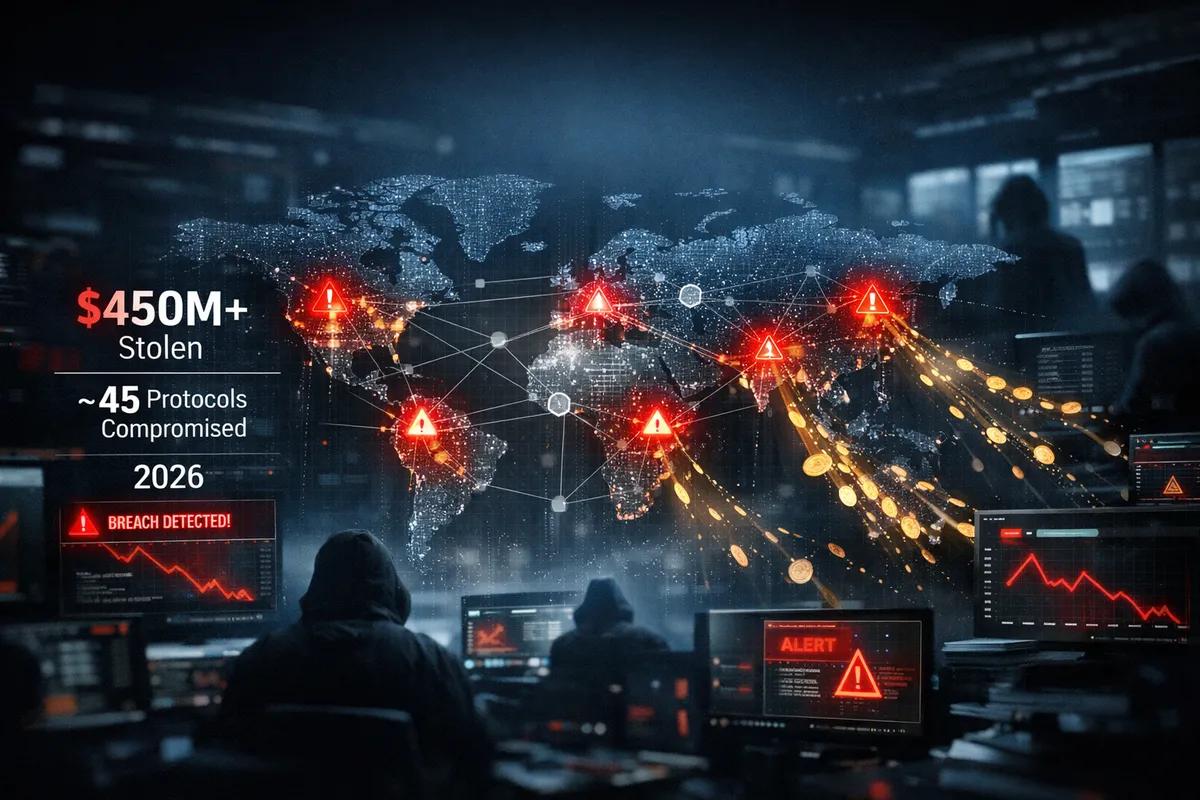 Los hackers ya han robado más de 450 millones de dólares de aproximadamente 45 protocolos de criptomonedas en 2026.
