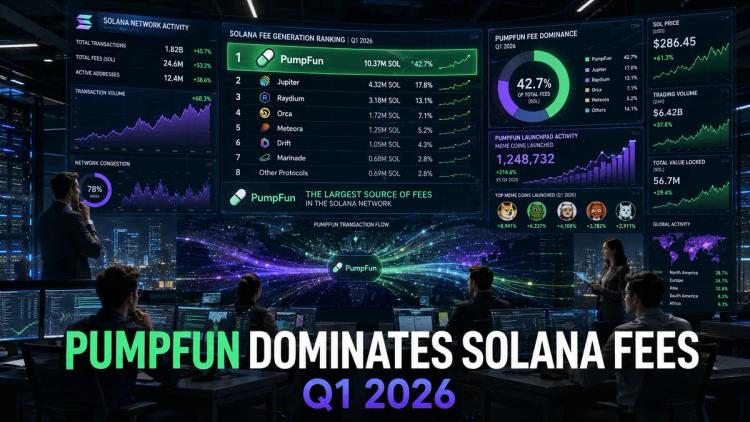 PumpFun se convirtió en la principal fuente de comisiones en la red Solana en el primer trimestre de 2026.
