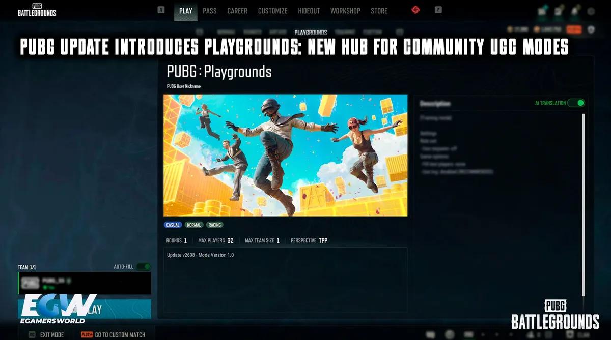La actualización de PUBG presenta «Playgrounds»: un nuevo centro para los modos con contenido generado por la comunidad