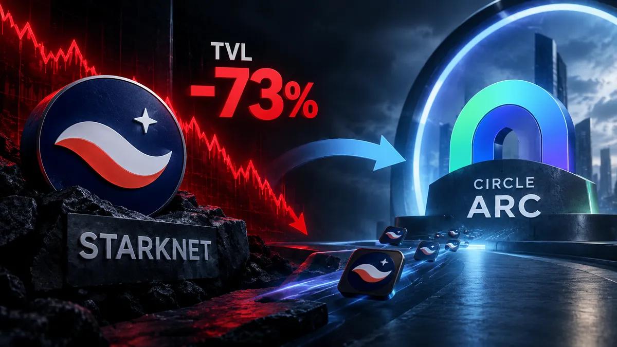 El TVL de Starknet cae un 73% en un día, ya que su aplicación más importante se traslada a Arc de Circle.