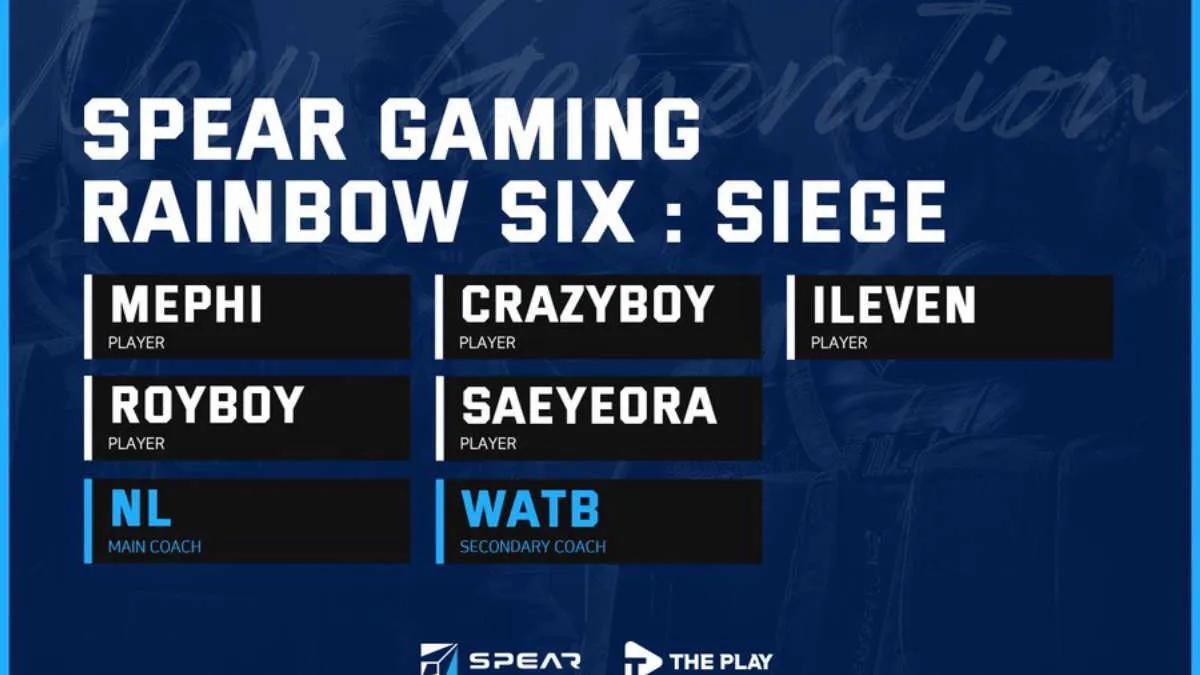 Spear Gaming firmó en la lista anterior de T1 de Rainbow Six