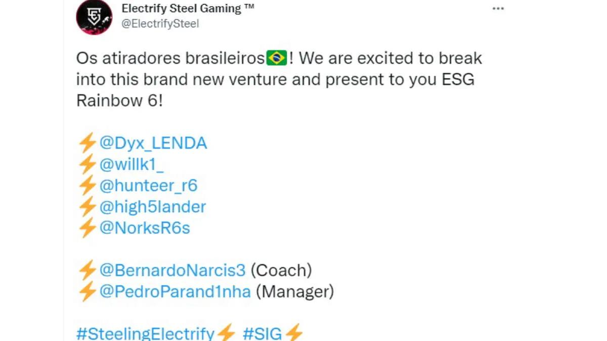 Electrify Steel Gaming anunció la firma de la lista R6