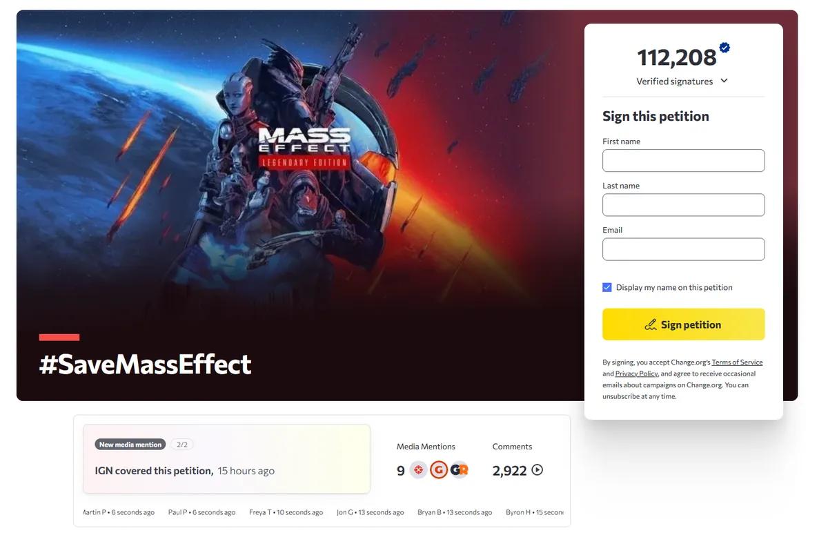 Los fans lanzaron una petición en defensa de Mass Effect 5 — ya ha reunido más de 100.000 firmas