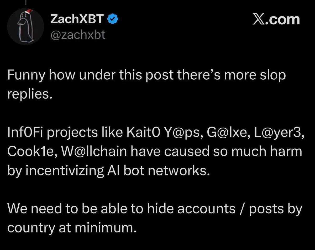 ZachXBT critica los proyectos InfoFi por fomentar los robots de inteligencia artificial