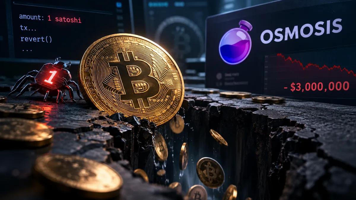 Un error de un solo satoshi acaba de provocar un agujero de 3 millones de dólares en el fondo de bitcoins de Osmosis