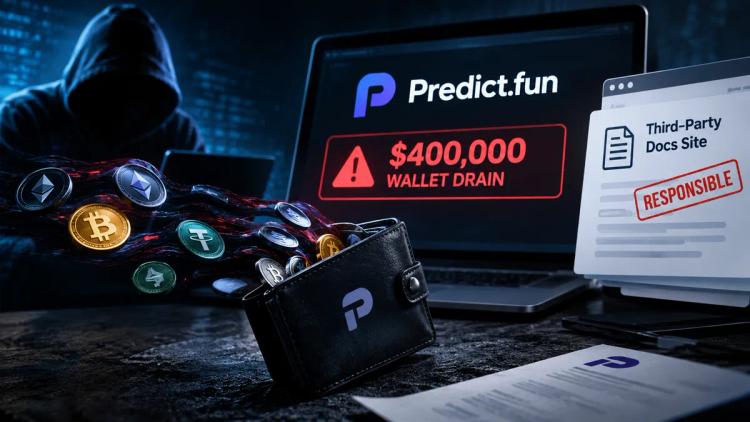 Predict.fun confirma un vaciado de 400.000 dólares en la billetera y culpa a un sitio web de documentación de terceros.