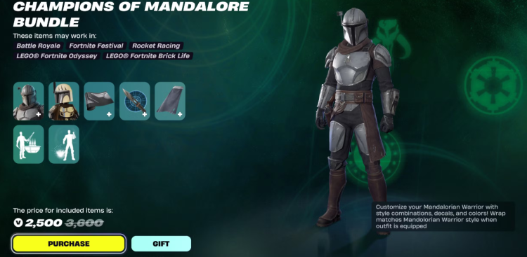 Fortnite: Skin de guerrero mandaloriano personalizable - Escaparate completo y guía de precios 1
