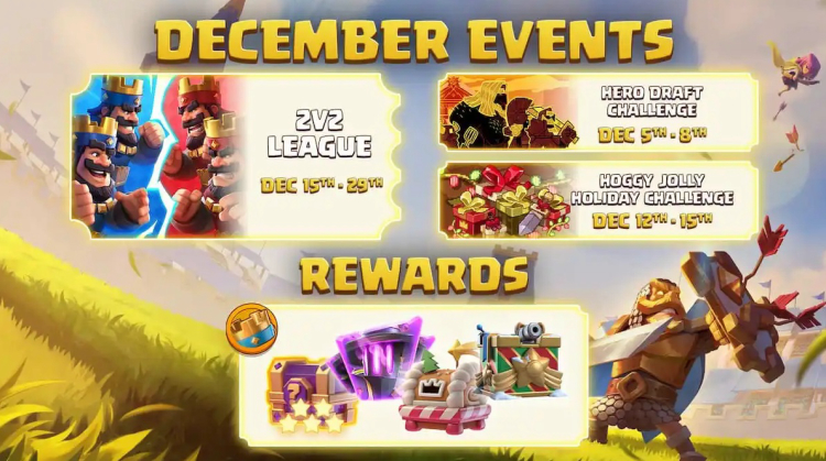 Diciembre de 2025 en Clash Royale: ¡Vuelve la Liga 2v2 + Héroe gratis!