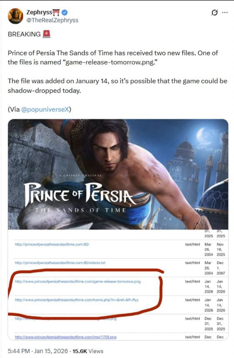 Prince of Persia: The Sands of Time Remake Could Be Released Tomorrow 1