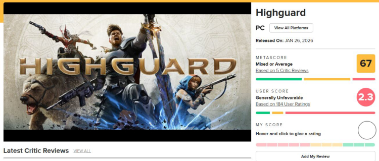 Highguard se ha convertido en el peor juego de 2026 en Metacritic 1