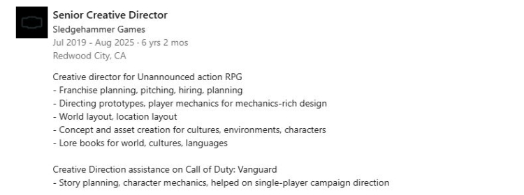 Los desarrolladores de Call of Duty están trabajando en un nuevo videojuego de rol de acción 1