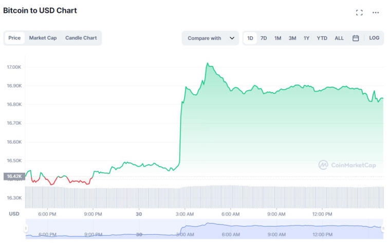 La tasa de bitcoin pudo actualizar su máximo de 16 días. Foto 1