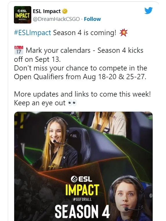 ESL Impact League Season 4 Reveals Dates and Qualifiers. Photo 1